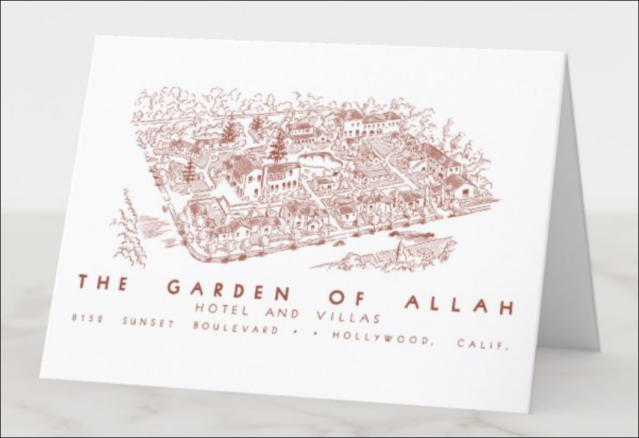 Recreated Garden of Allah Hotel note card (red)