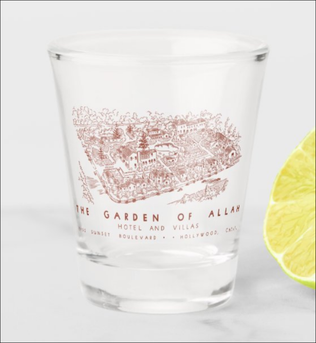 Recreated Garden of Allah Hotel shot glass